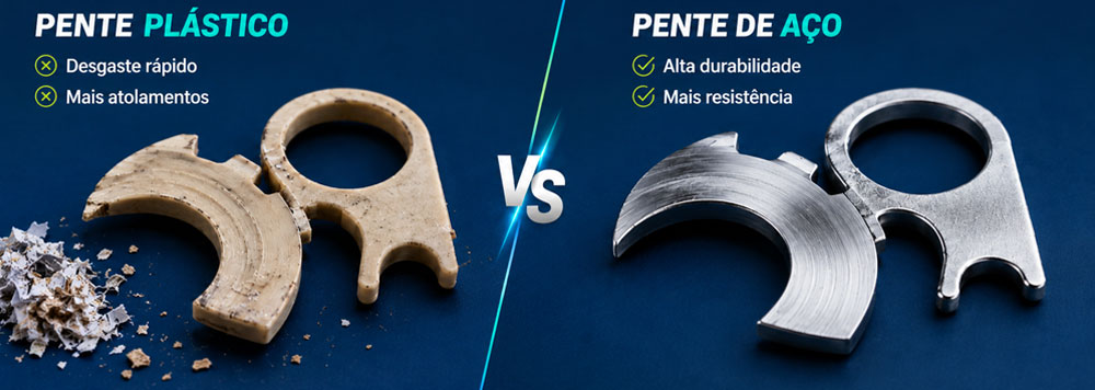 Pentes raspadores de plástico e de metalico em fragmentadora